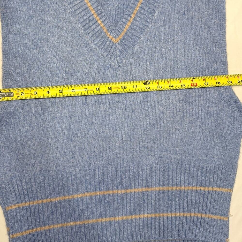 Free People All Star Striped Poncho Vest OS Blue Tassel Tie Boho Knit - Picture 12 of 13